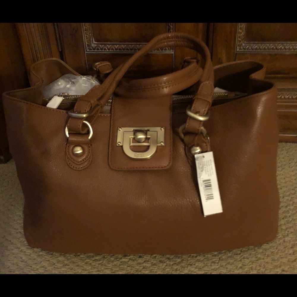 🎁 NEW DKNY Brown Leather Bag - Picture 1 of 8